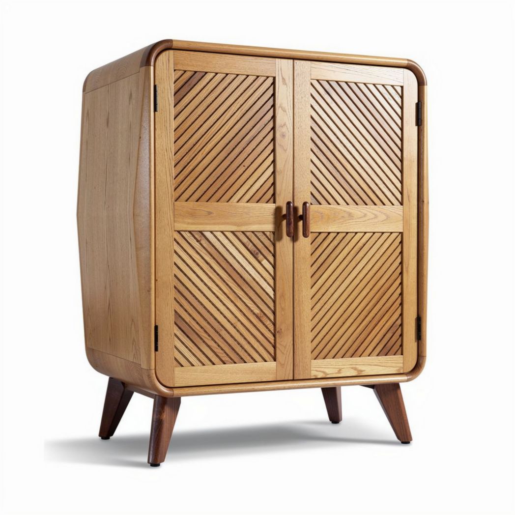 Armoire en bois de chêne avec portes en relief dimensions 80 x 40 x 100cm