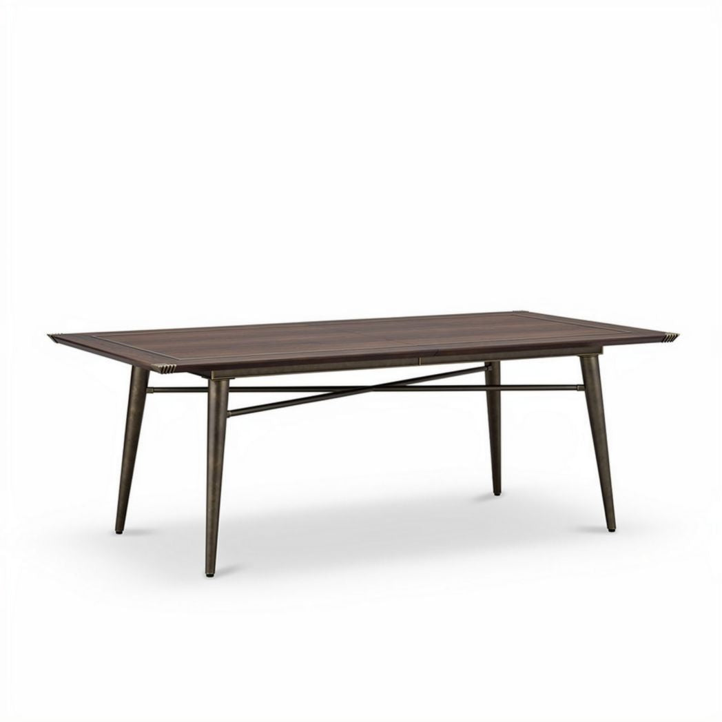 Table rectangulaire en bois marron avec pieds en métal 200 x 100 x 75cm