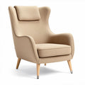 Fauteuil en tissu beige avec support lombaire et pieds en bois 80 x 85 x 100cm