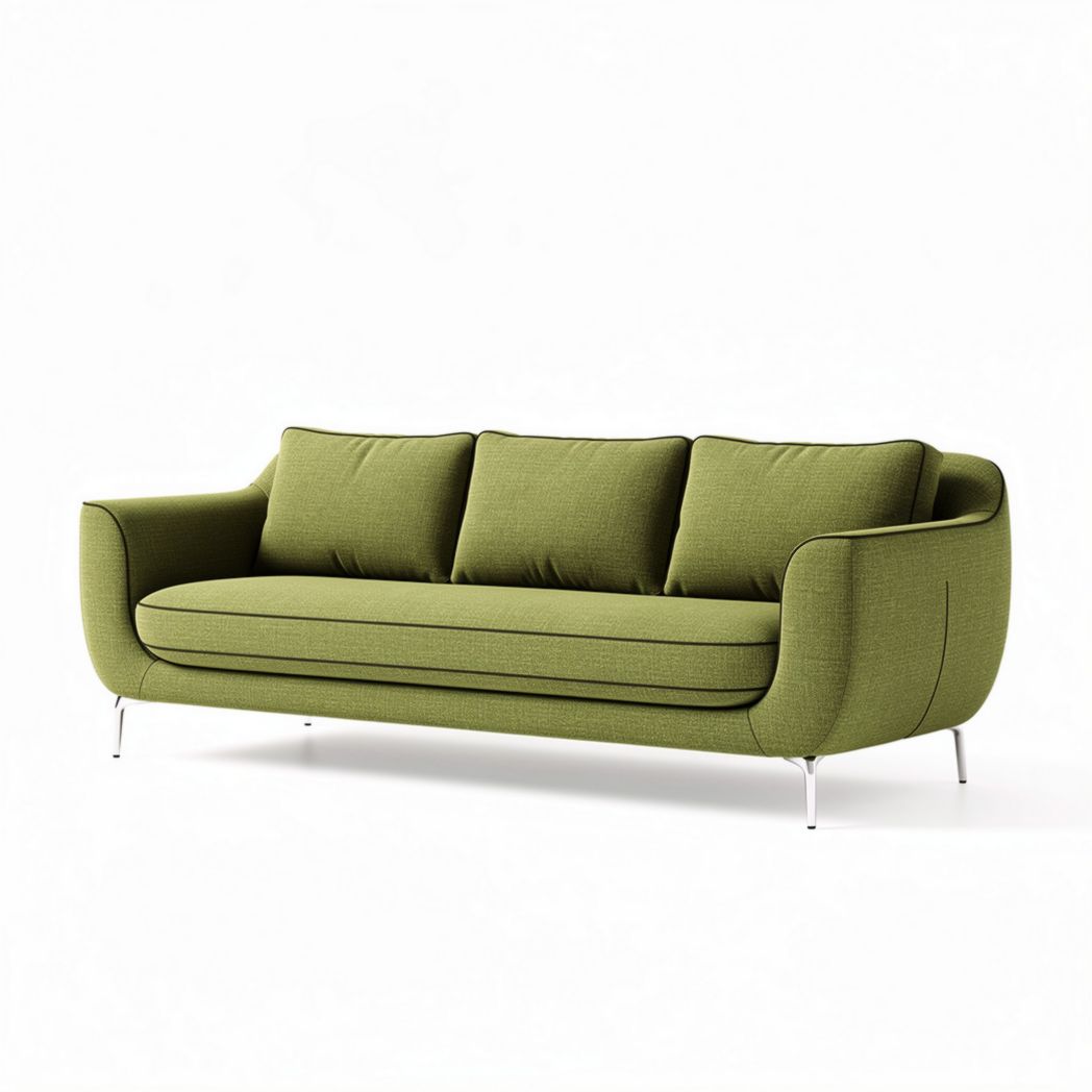 Canapé moderne en tissu vert 200 x 90 x 85cm avec pieds en métal