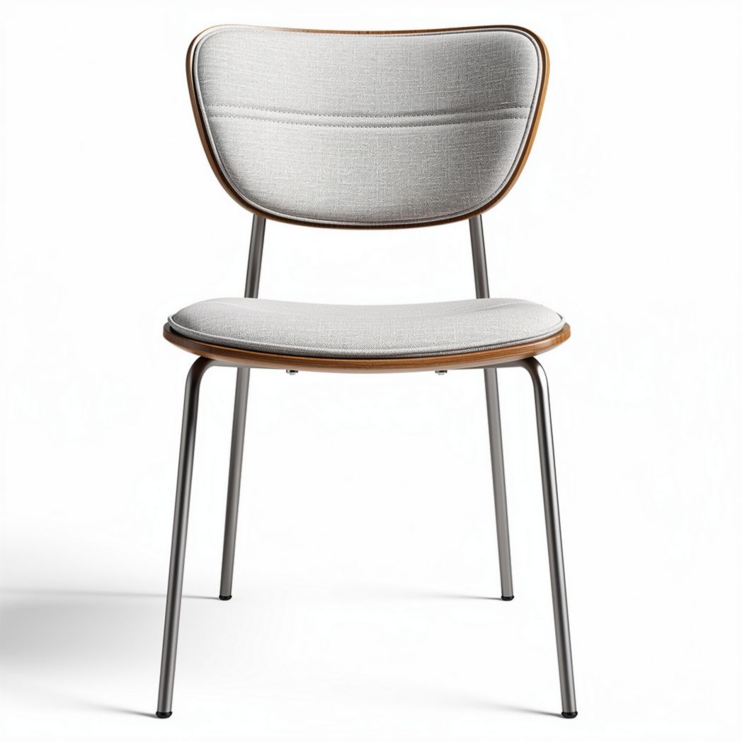 Chaise en tissu gris avec structure en acier et dimensions 45 x 45 x 85cm