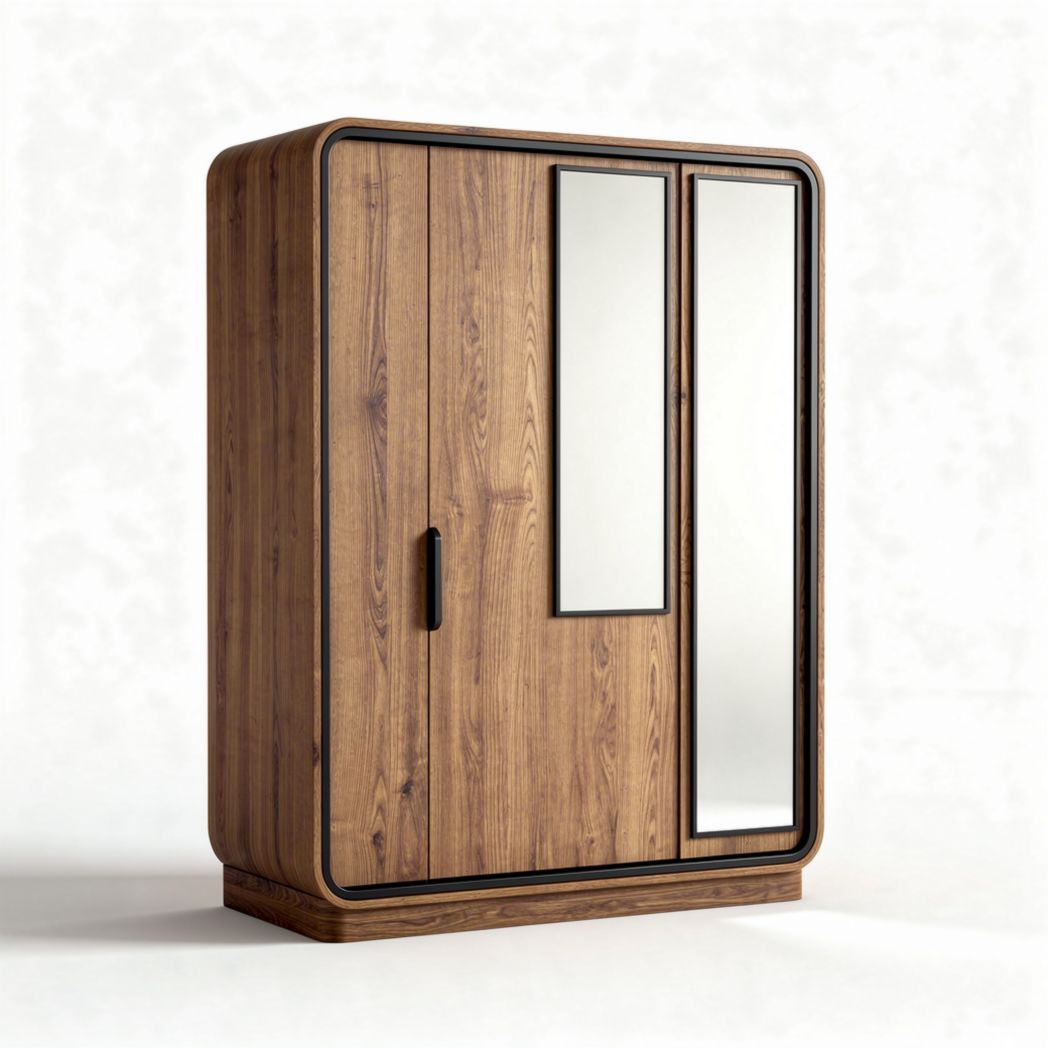Armoire en bois avec miroir dimensions 80 x 40 x 150 cm finition chêne