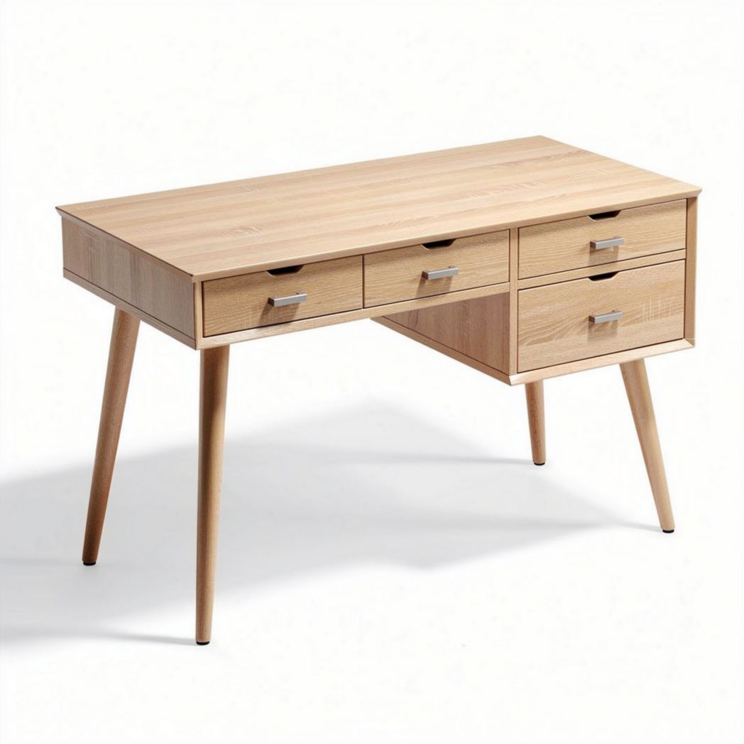 Bureau en bois de pin naturel avec quatre tiroirs dimensions 120 x 60 x 75cm