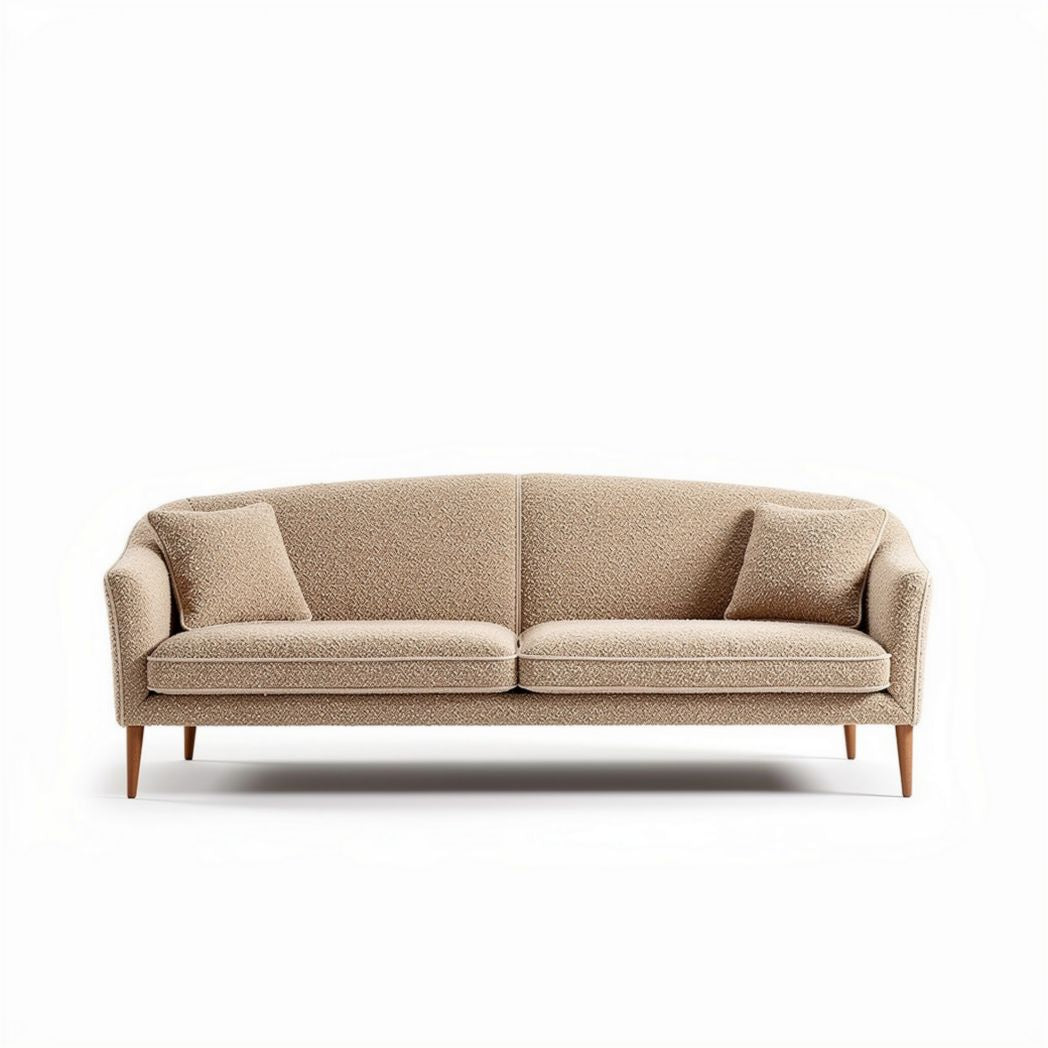 Canapé en tissu beige avec pieds en bois dimensions 200 x 90 x 85cm