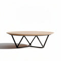 Table basse ronde en bois et métal noir 100 x 100 x 30cm